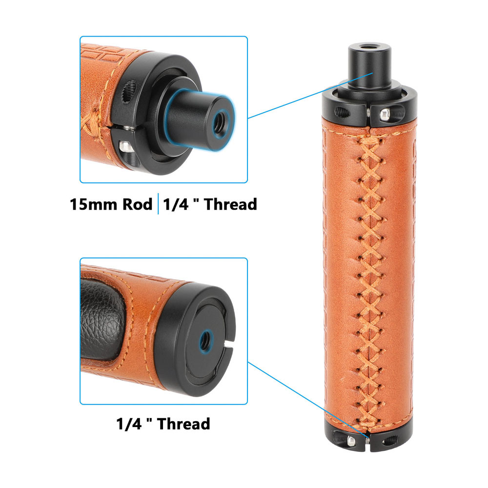 CAMVATE Rubber Hand Grip With 15mm Rod & 1/4"-20 Mounting Points For DSLR Camera Shoulder Mount Rig (Black Fixing Ring)