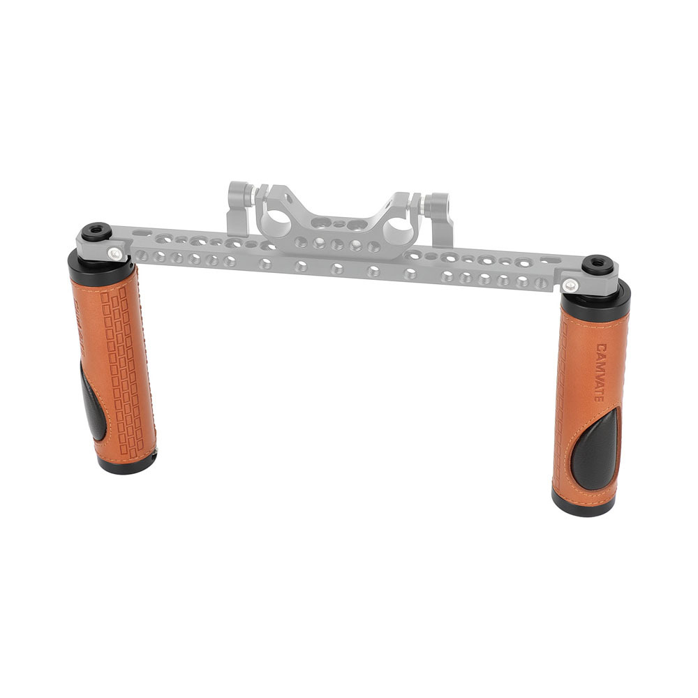 CAMVATE Rubber Hand Grip With 15mm Rod & 1/4"-20 Mounting Points For DSLR Camera Shoulder Mount Rig (Black Fixing Ring)