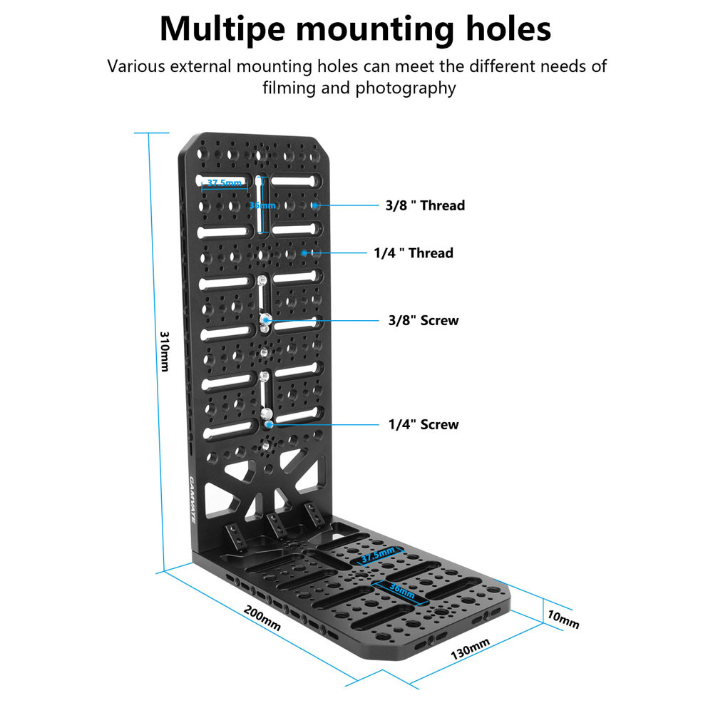CAMVATE Double Cheese Plate L Type Extension Mounting Platform With 1/4" & 3/8" Thread Holes For Camcorder / ARRI 12" Dovetail Plate