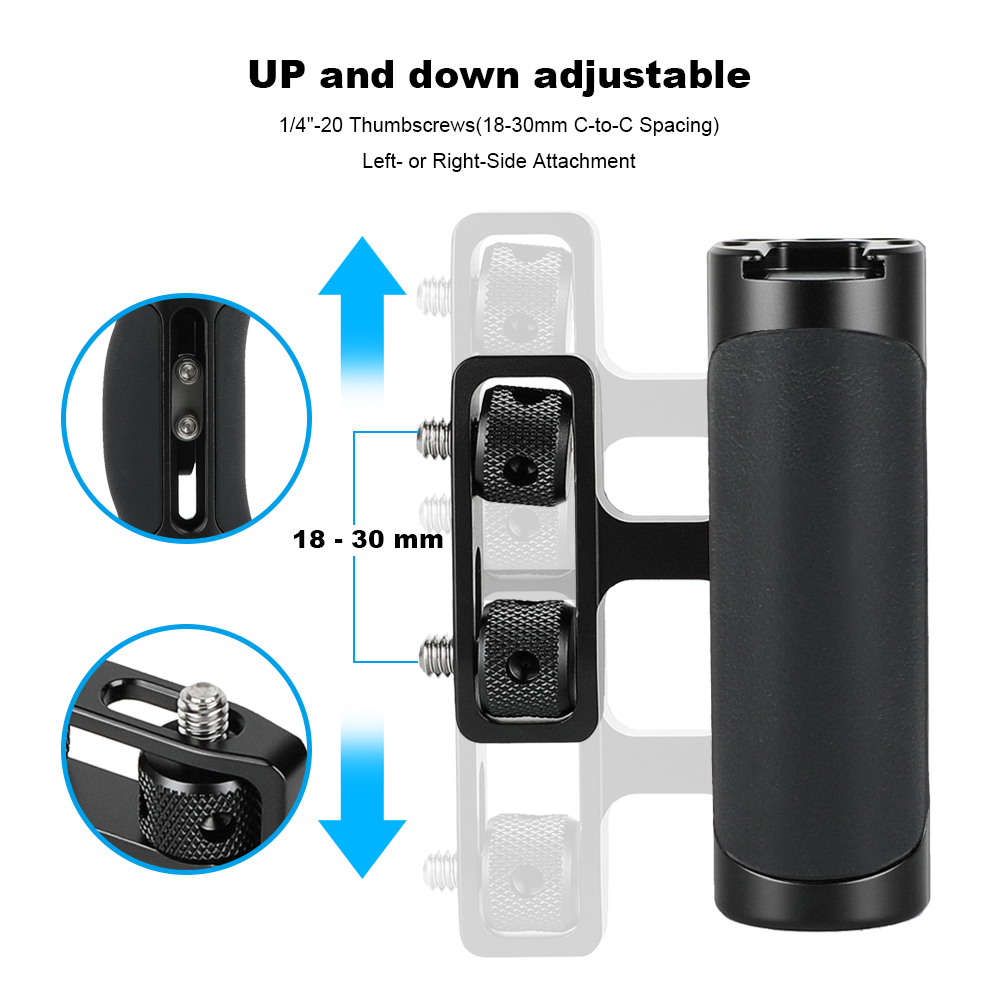 CAMVATE Univeral Side Handle with Dual 1/4"-20 Screw Mount (Black)