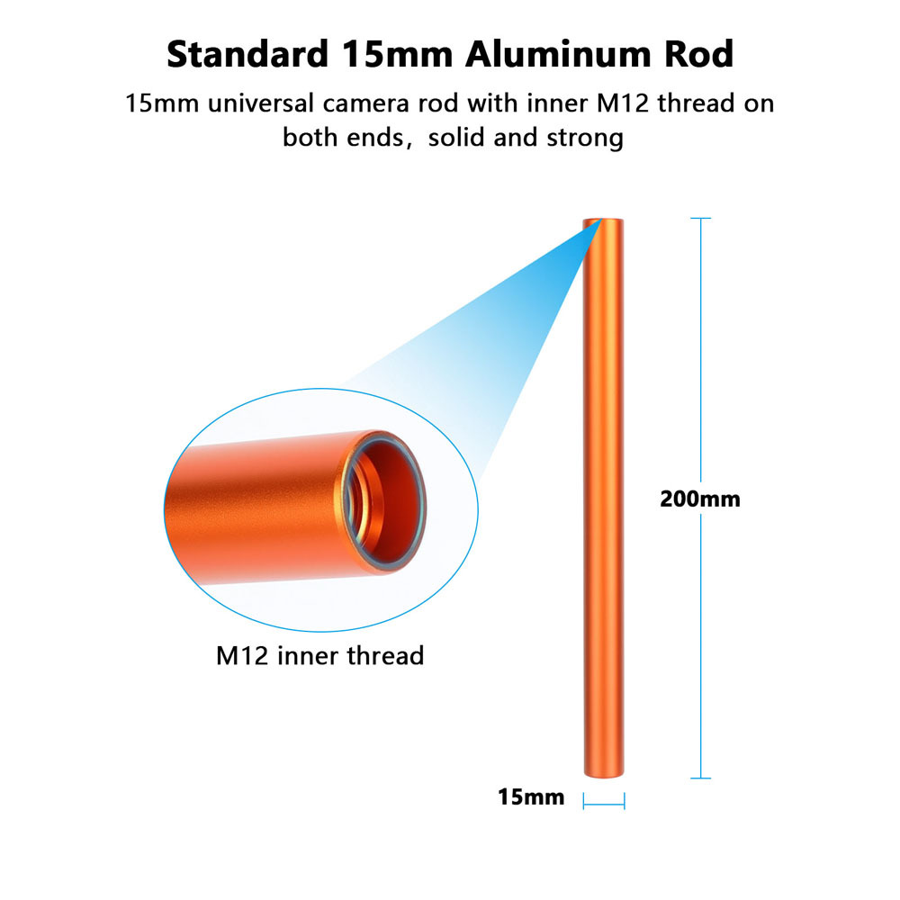 CAMVATE 15mm Aluminum Rod Pair (Red, 11.8")
