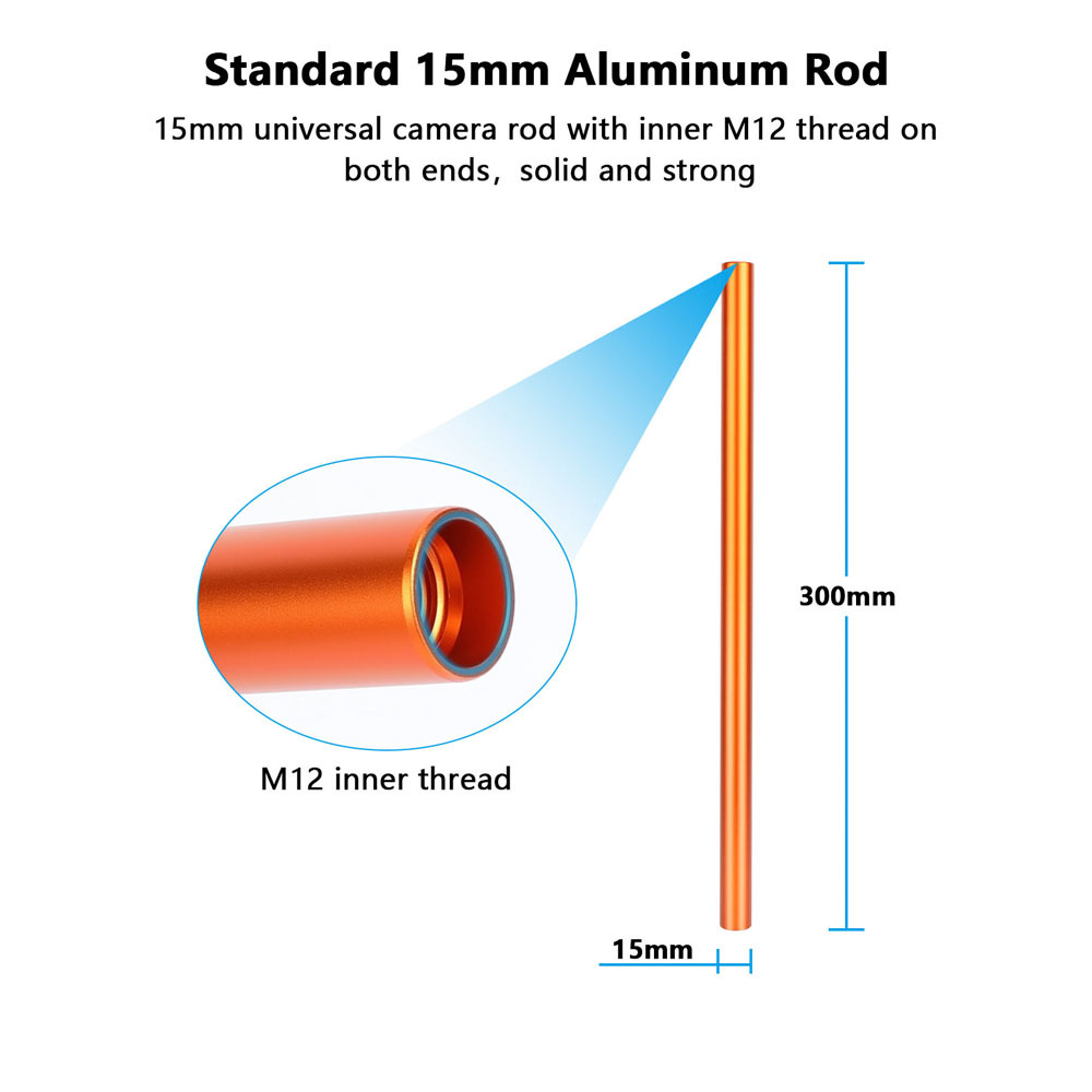 CAMVATE 15mm Aluminum Rod Pair (Red, 11.8")