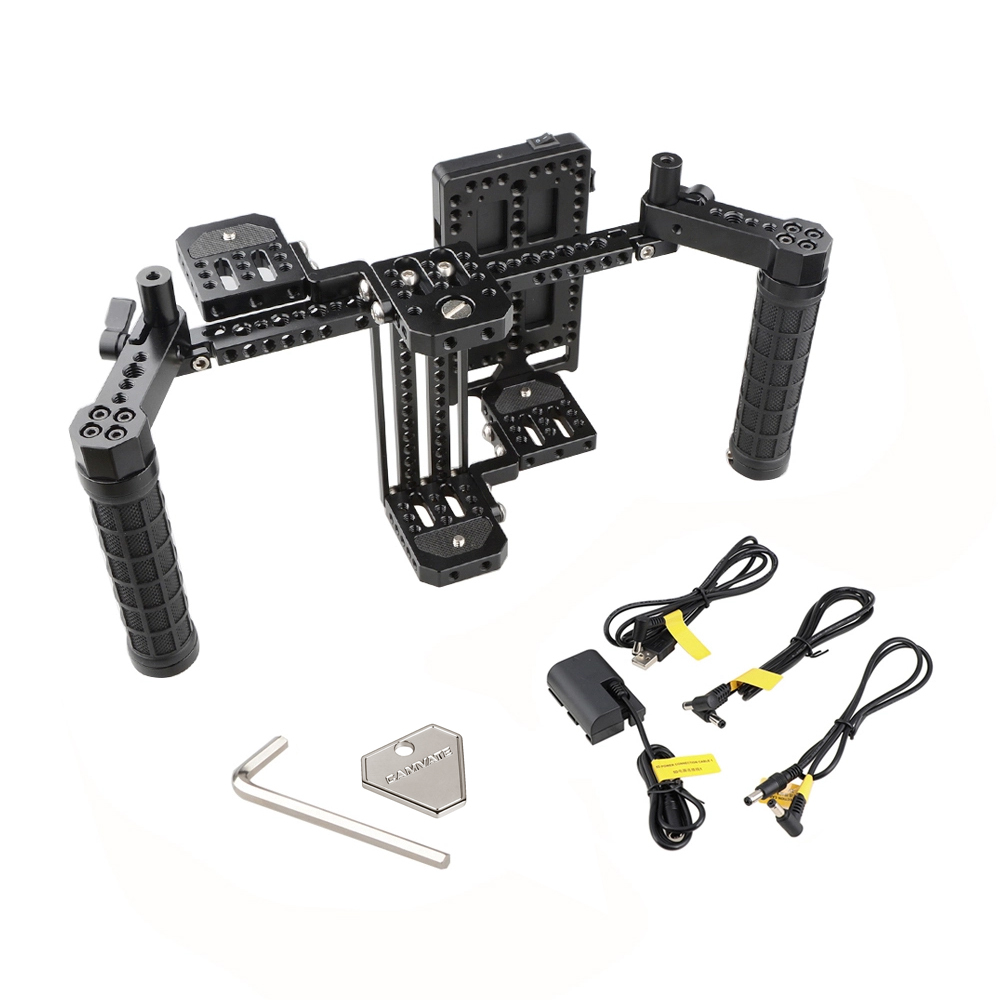 CAMVATE 7" Director's Monitor Cage Rig With V Lock Power Supply Splitter & Dual Handgrip
