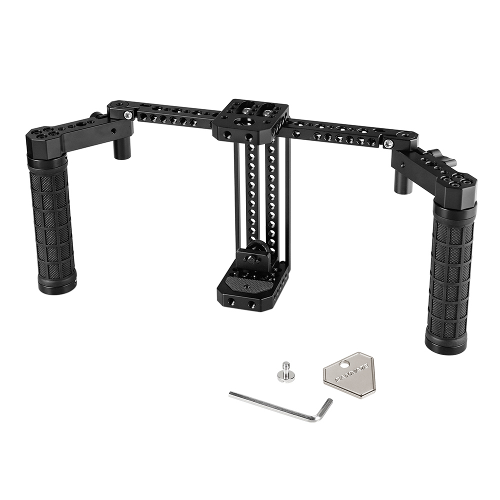 CAMVATE Adjustable 7" Monitor Cage Rig With Dual Rubber Handle & Support Bracket Accessory For SmallHD 700 Series