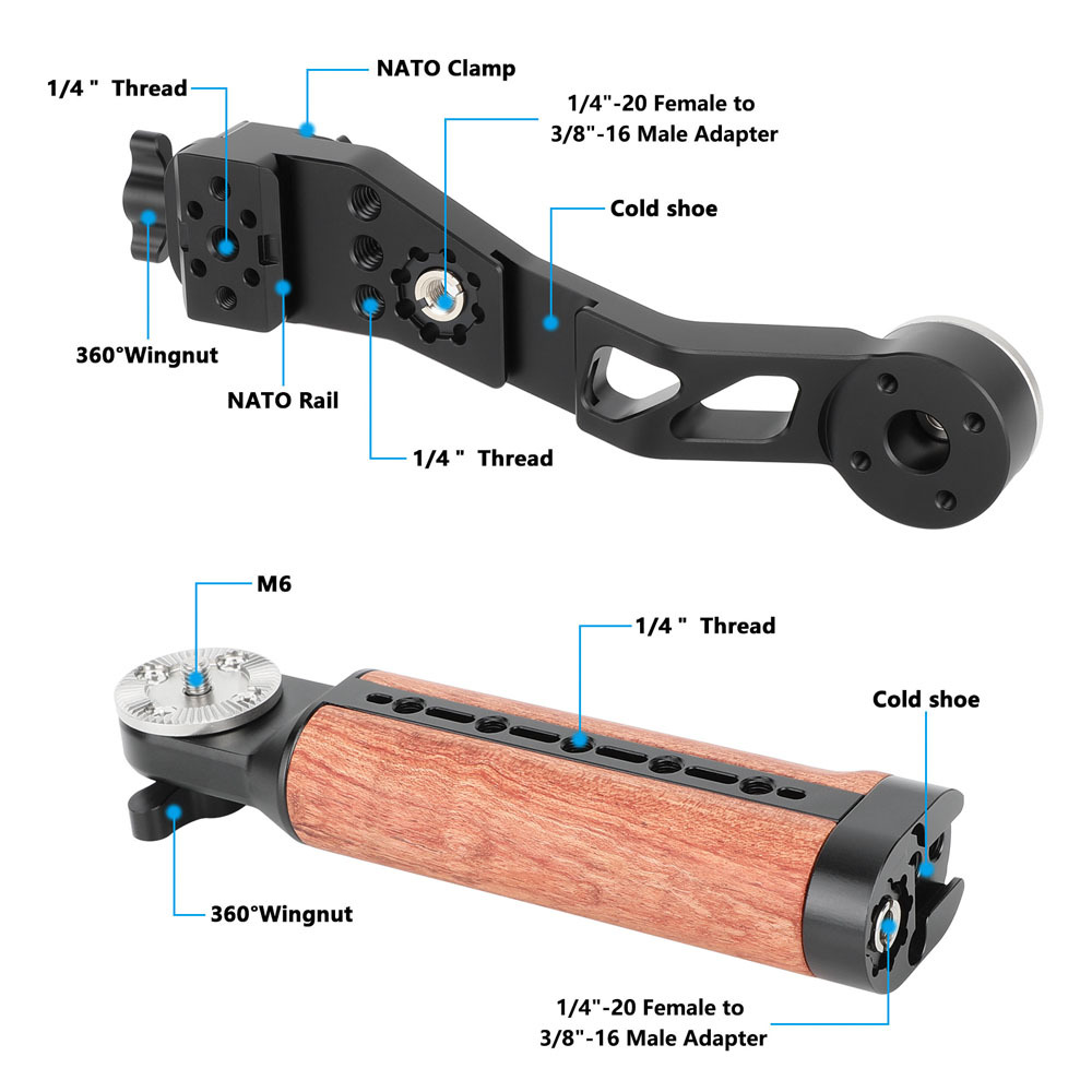 CAMVATE Wooden Handle Grip L-shape With Shoe Mount For RoninS / Zhiyun Crane Series Handheld Gimbal