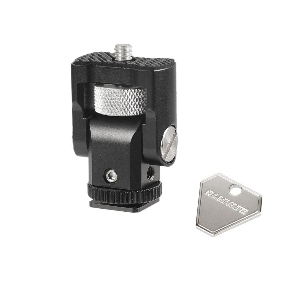 CAMVATE 1/4"-20 Support Holder 90 Degree Tilt Adjustable With Bottom Shoe Mount Adapter For On-camera Monitor / LED Flashlight