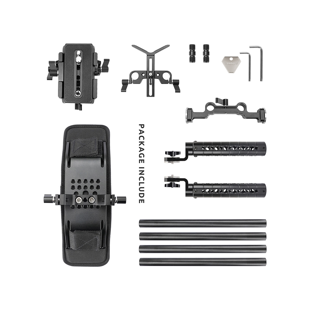 CAMVATE Handheld Shoulder Mount Rig With Manfrotto Quick Release Baseplate & Dual ARRI Rosette Aluminum Cheese Handgrip