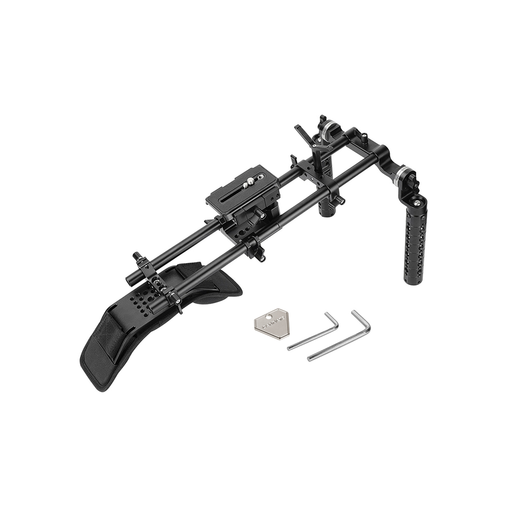 CAMVATE Handheld Shoulder Mount Rig With Manfrotto Quick Release Baseplate & Dual ARRI Rosette Aluminum Cheese Handgrip