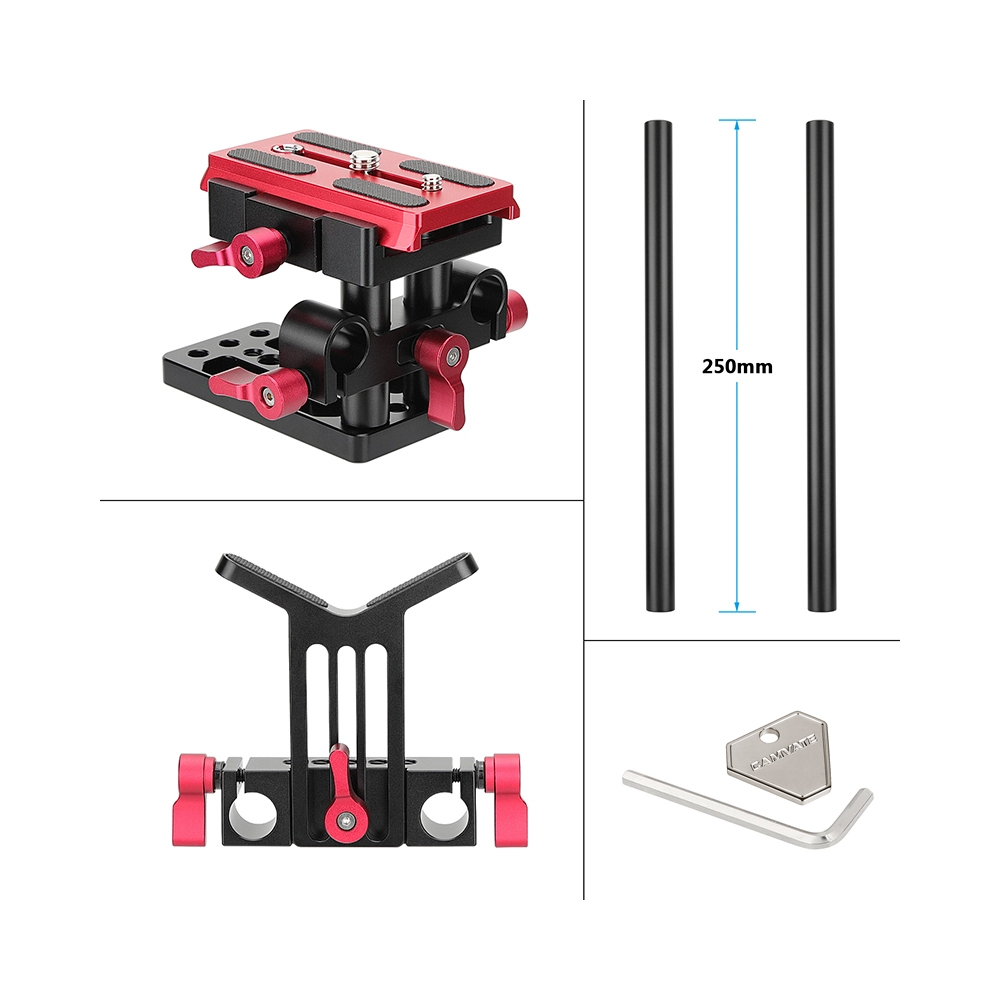 CAMVATE Universal Tripod Mount Support Rig With Manfrotto Quick Release Baseplate & Y Lens Support For DSLR Cameras