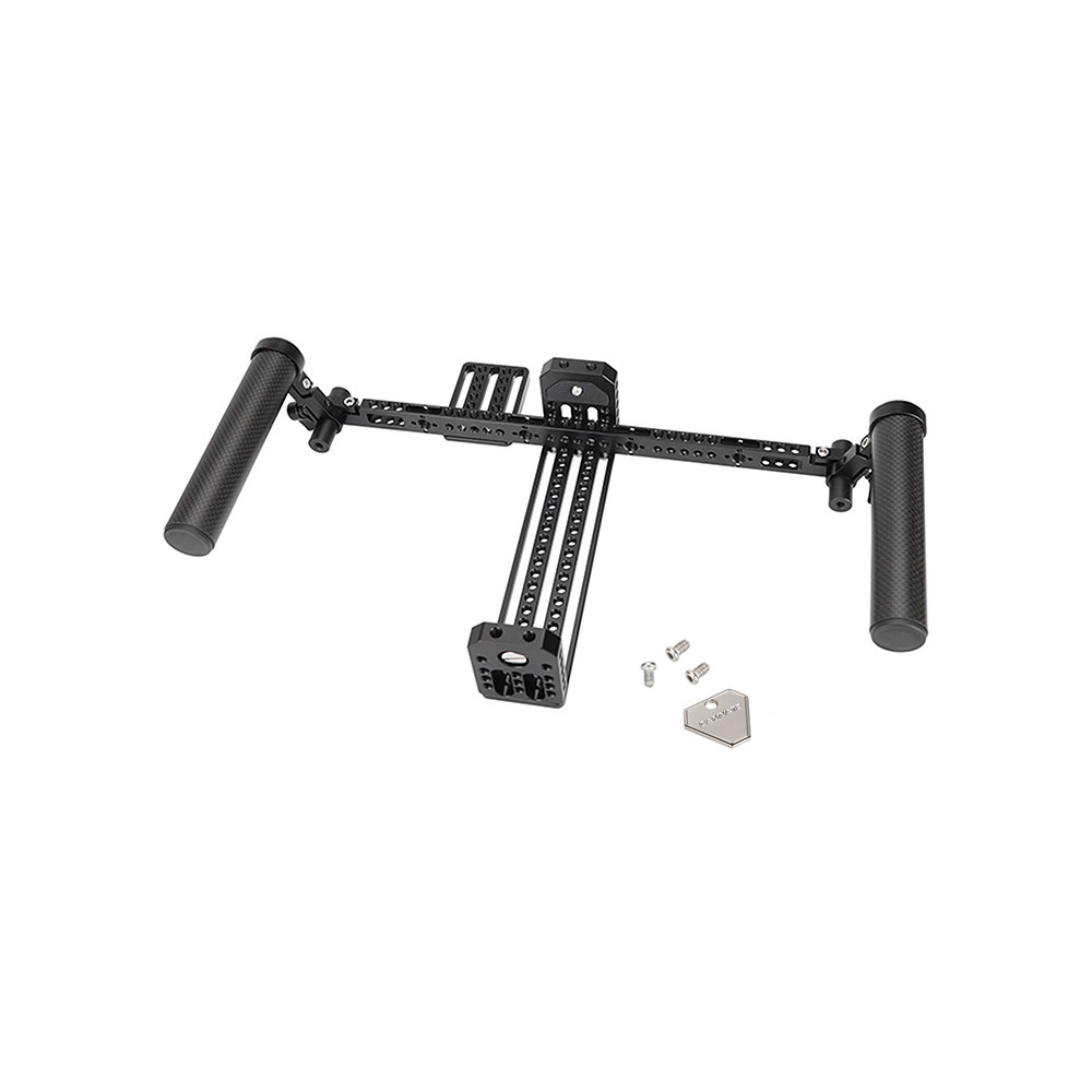 CAMVATE 7" Monitor Cage Rig Adjustable Bracket With Dual Carbon Fiber Handgrip & Back Plate Mount For SmallHD 700 Series
