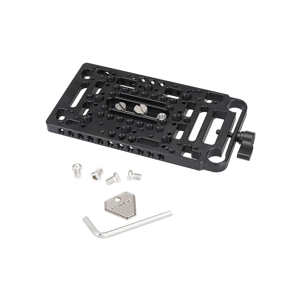 CAMVATE Battery Backboard Cheese Plate With 15mm Rod Clamp One-piece For V Lock Power Supply Plate Power Splitter Adapter