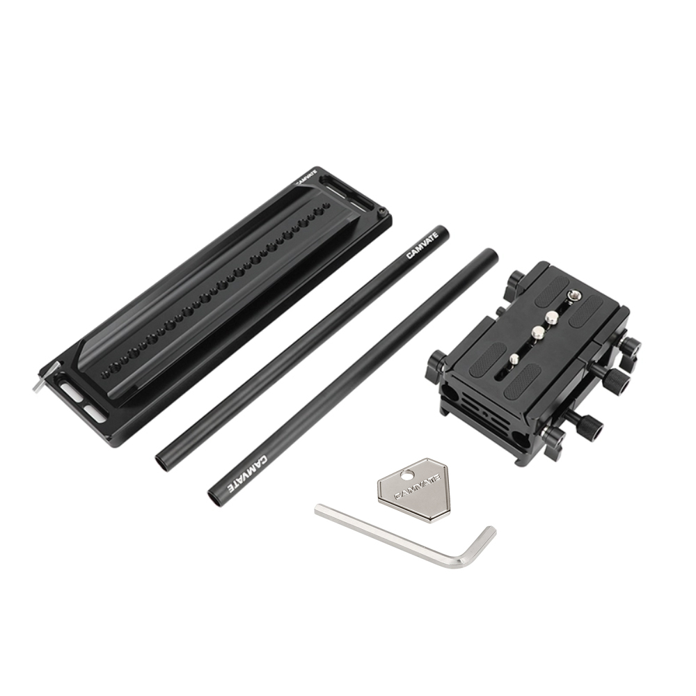 CAMVATE 12" ARRI-Style Dovetail with QR Sliding Plate & 15mm Rods
