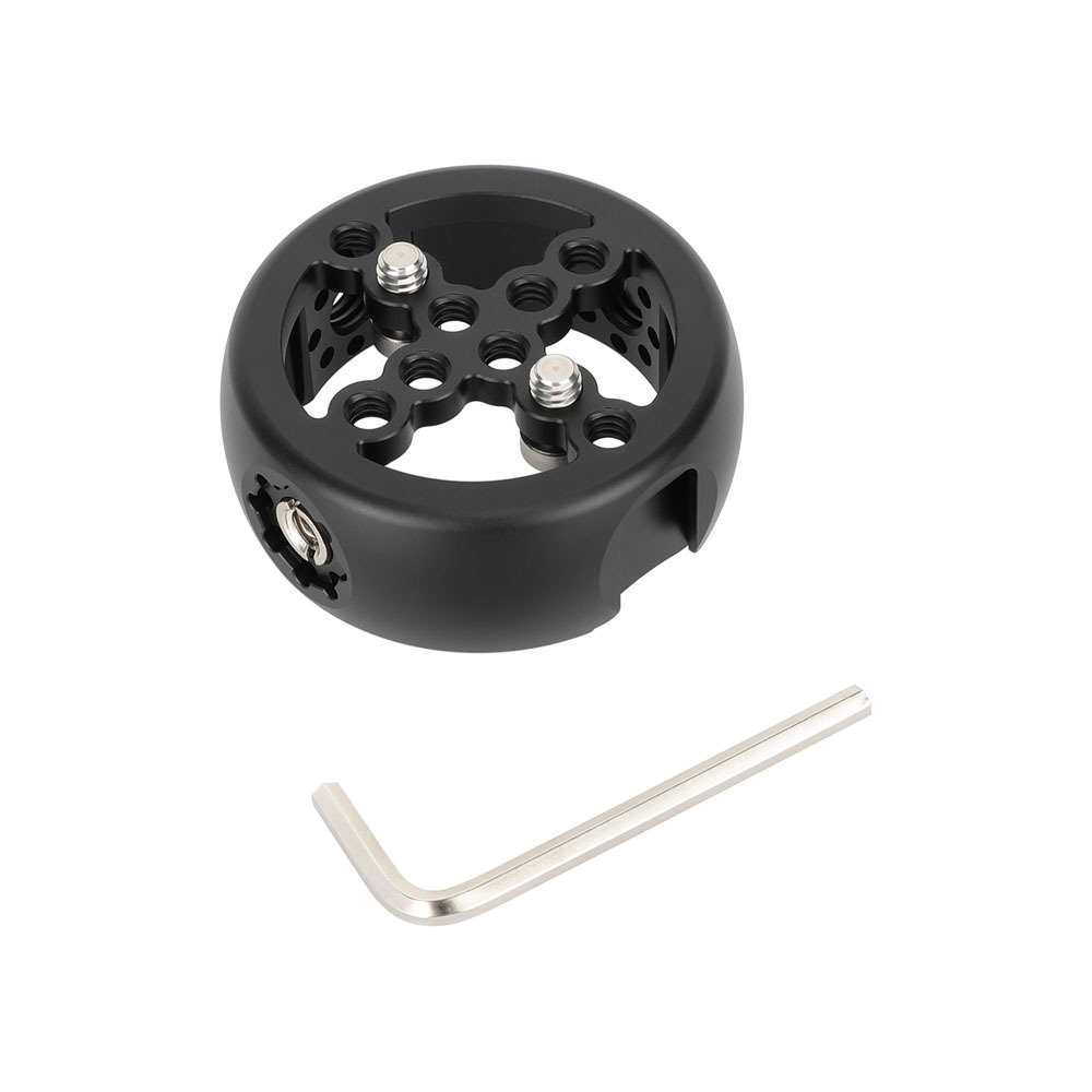 CAMVATE Wooden Handgrip with 3/8"-16 ARRI-Style Accessory Thread and 1/4"-20 Screw Mount (Round)