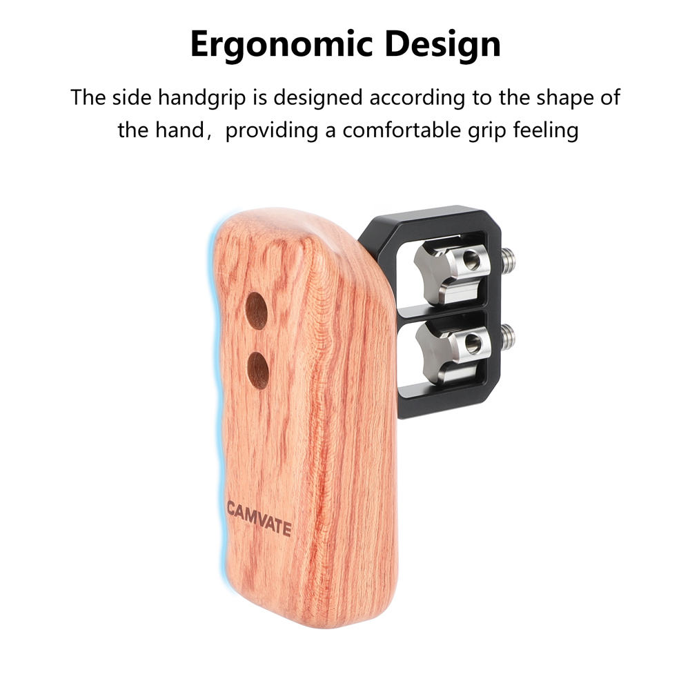 CAMVATE Wooden Handgrip with 1/4"-20 Thumbscrew (Left Hand)