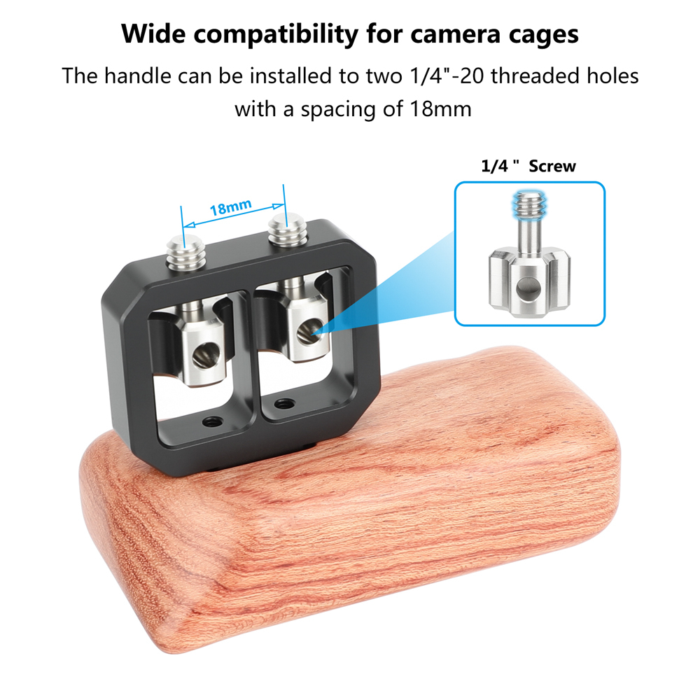 CAMVATE Wooden Handgrip with 1/4"-20 Thumbscrew (Left Hand)