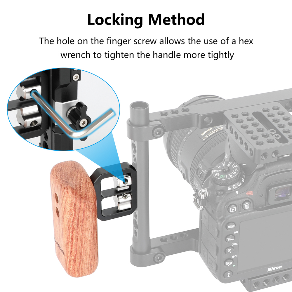 CAMVATE Wooden Handgrip with 1/4"-20 Thumbscrew (Left Hand)