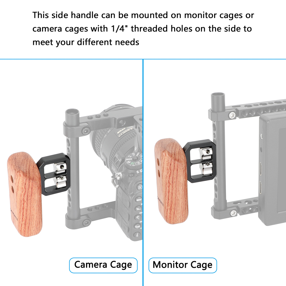 CAMVATE Wooden Handgrip with 1/4"-20 Thumbscrew (Left Hand)