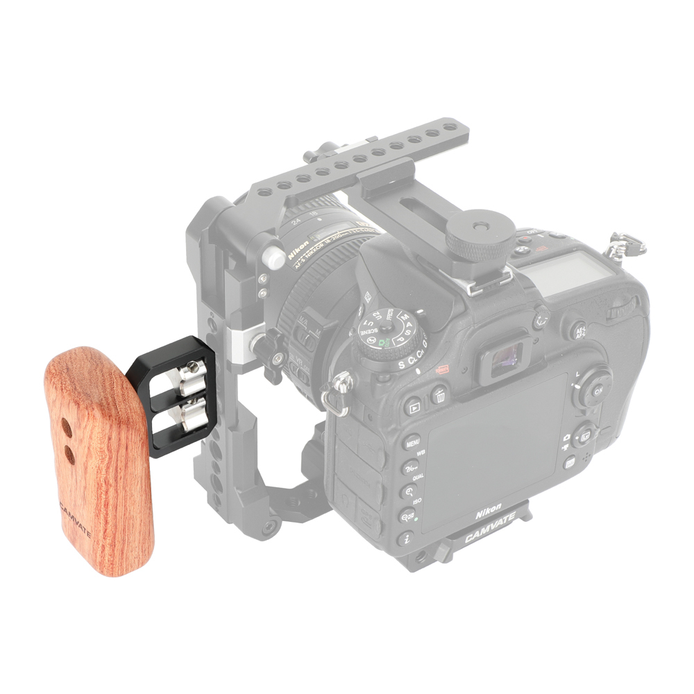 CAMVATE Wooden Handgrip with 1/4"-20 Thumbscrew (Left Hand)