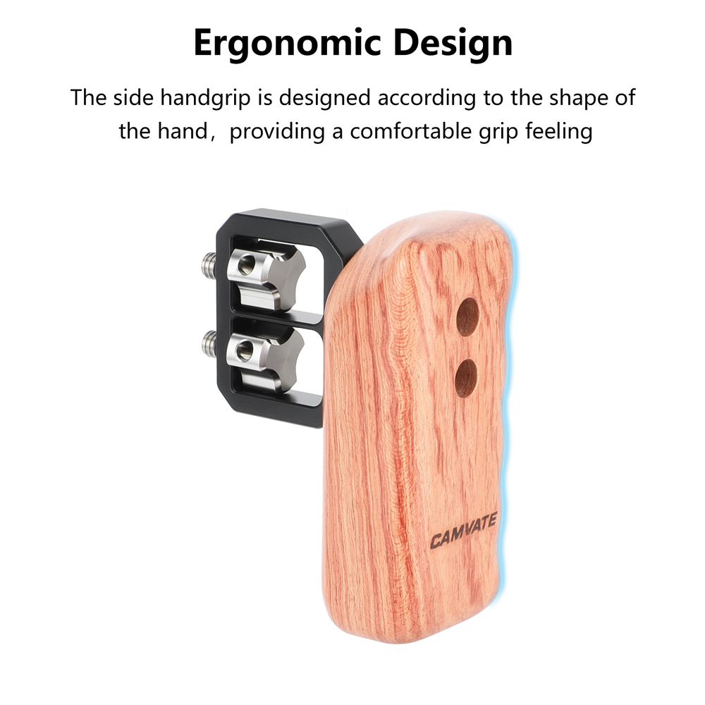 CAMVATE Wooden Handgrip with 1/4"-20 Thumbscrew (Right Hand)