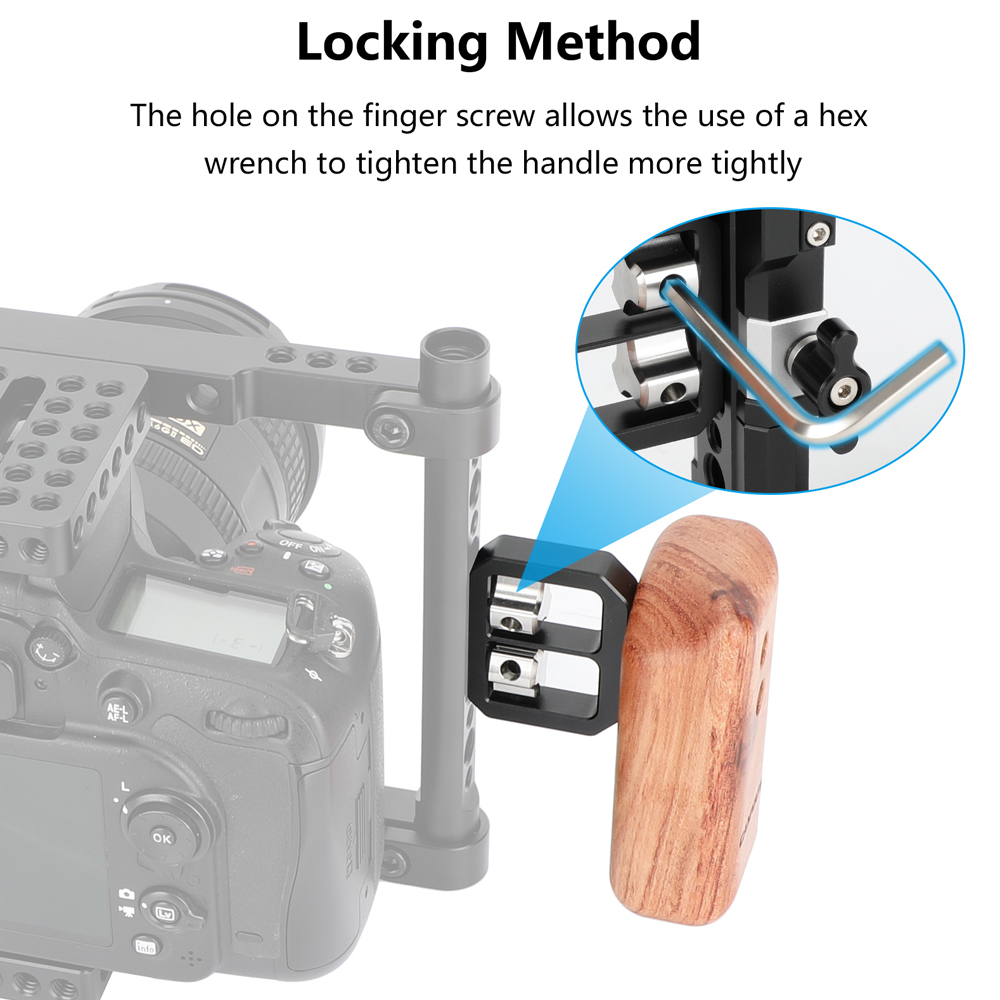 CAMVATE Wooden Handgrip with 1/4"-20 Thumbscrew (Right Hand)