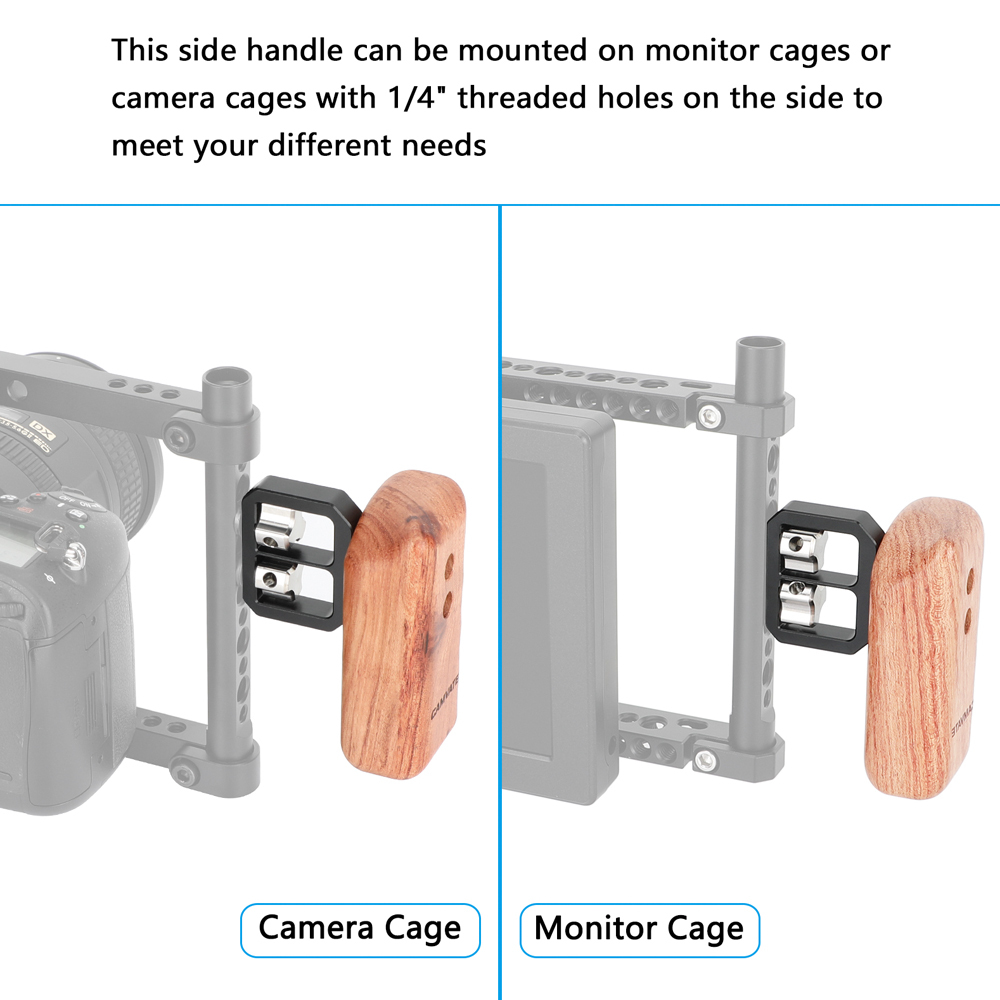 CAMVATE Wooden Handgrip with 1/4"-20 Thumbscrew (Right Hand)