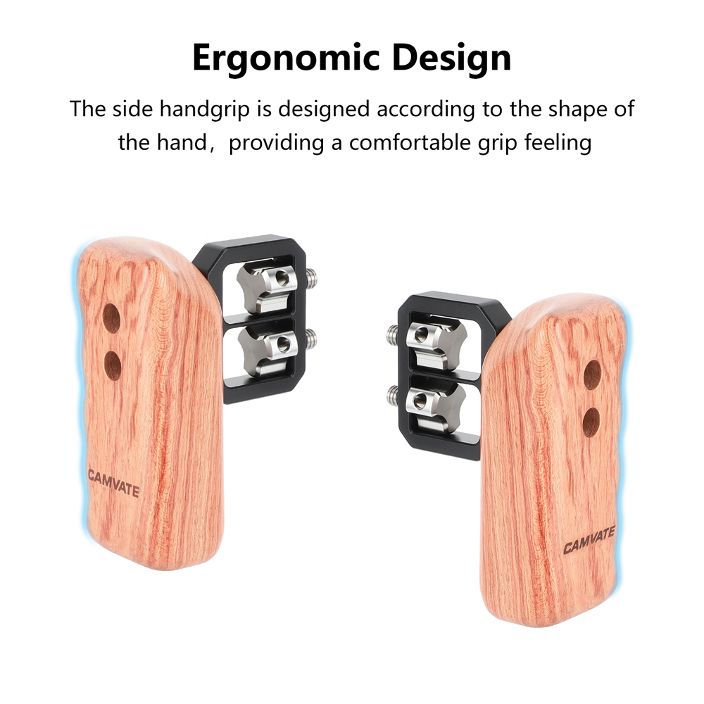 CAMVATE Wooden Handgrip with 1/4"-20 Thumbscrew (Right Hand)