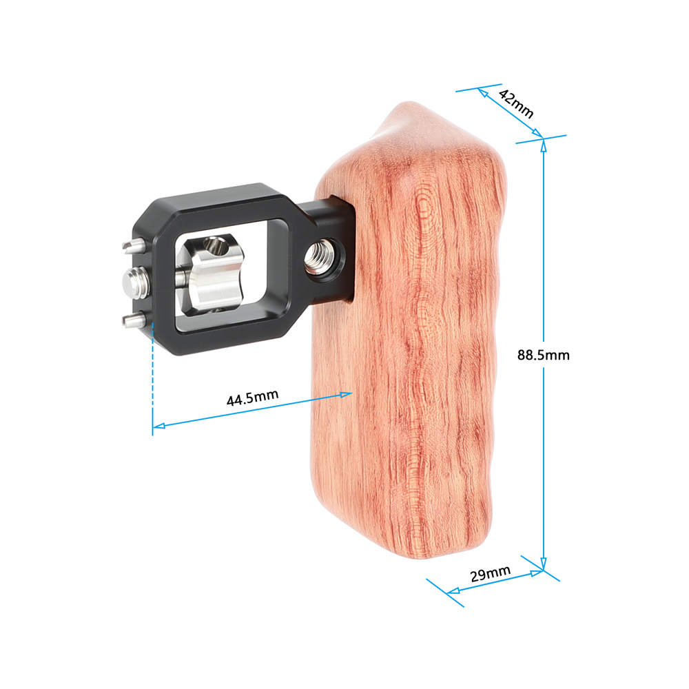 CAMVATE Wooden Hand Grip (Left Side) With 3/8"-16 Thumbscrew Lock Knob & ARRI Locating Pins For DSLR Camera Cage Rig