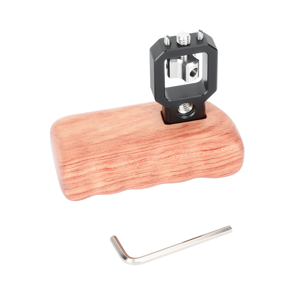 CAMVATE Wooden Hand Grip (Left Side) With 3/8"-16 Thumbscrew Lock Knob & ARRI Locating Pins For DSLR Camera Cage Rig