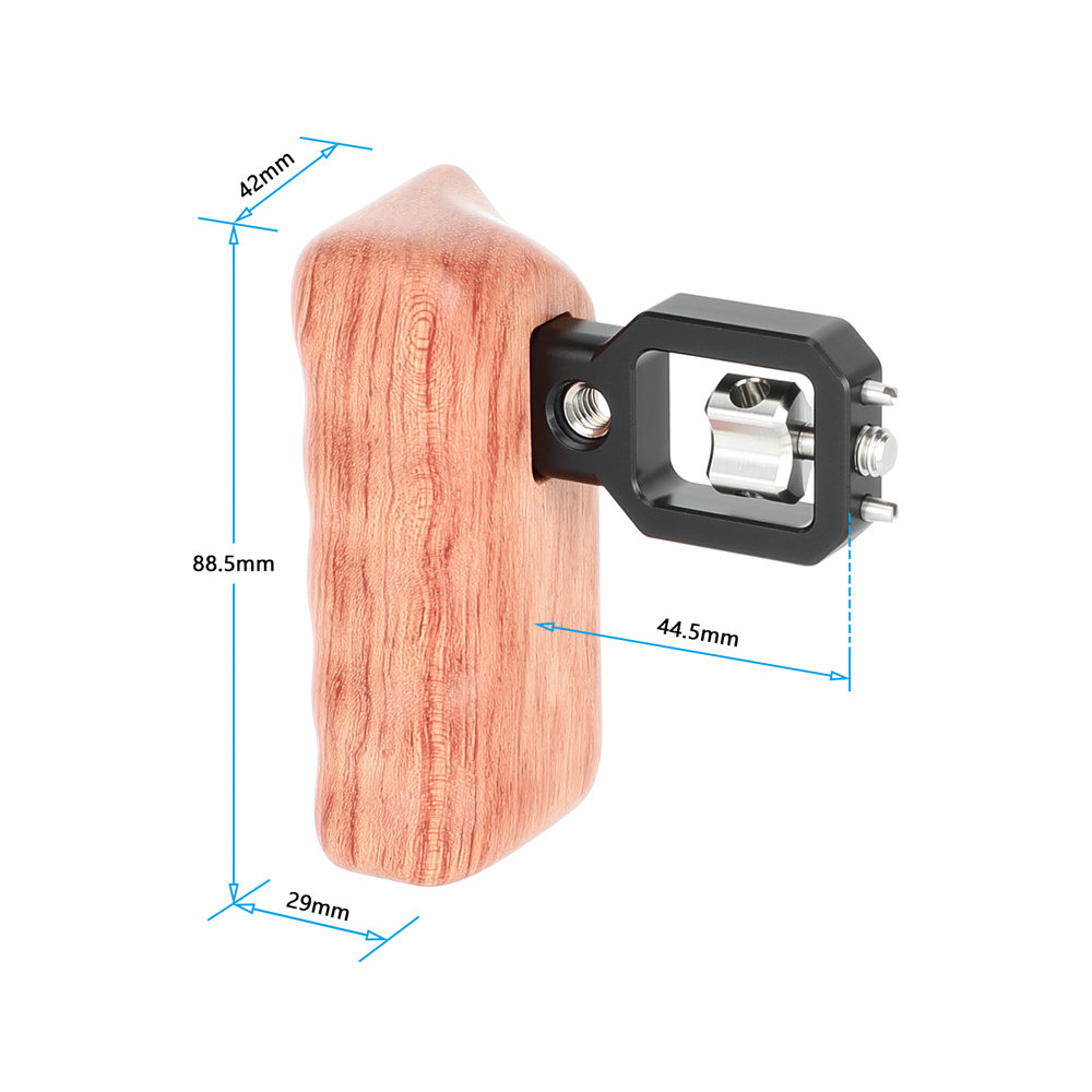 CAMVATE Wooden Hand Grip (Left Side) With 3/8"-16 Thumbscrew Lock Knob & ARRI Locating Pins For DSLR Camera Cage Rig