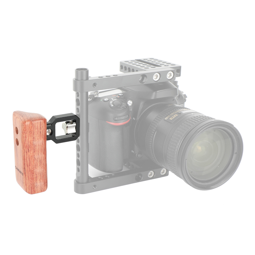 CAMVATE Wooden Hand Grip (Left Side) With 3/8"-16 Thumbscrew Lock Knob & ARRI Locating Pins For DSLR Camera Cage Rig