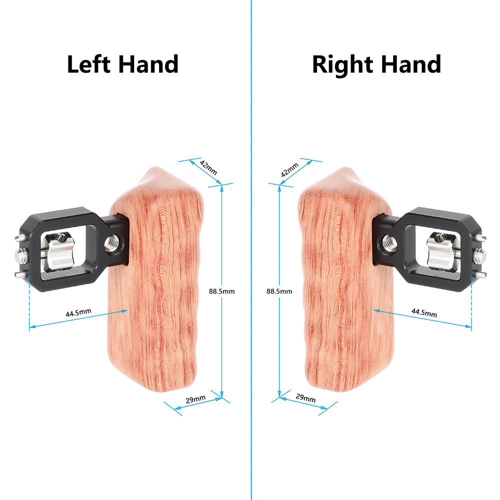 CAMVATE Wooden Hand Grip (Left Side) With 3/8"-16 Thumbscrew Lock Knob & ARRI Locating Pins For DSLR Camera Cage Rig