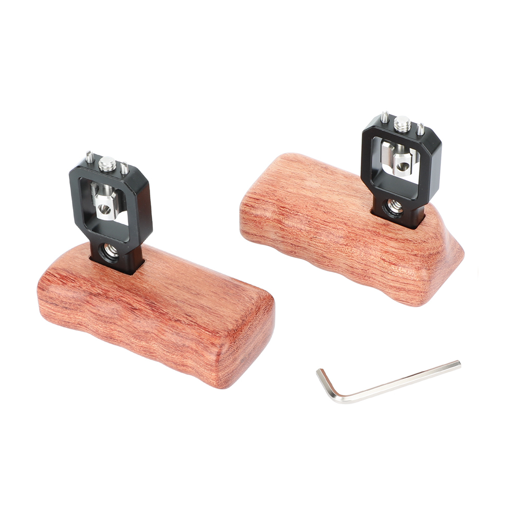 CAMVATE Wooden Hand Grip (Left Side) With 3/8"-16 Thumbscrew Lock Knob & ARRI Locating Pins For DSLR Camera Cage Rig