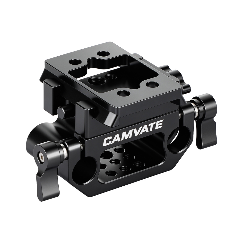 CAMVATE Manfrotto Quick Release Sliding Mount & Adapter Plate With 15mm Dual Rod Clamp Base For DSLR Camera Cage Kit