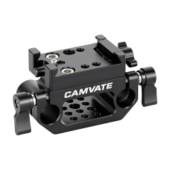 CAMVATE Manfrotto Quick Release Adapter Plate With 15mm Dual Rod Clamp Base For DSLR Camera Cage Kit