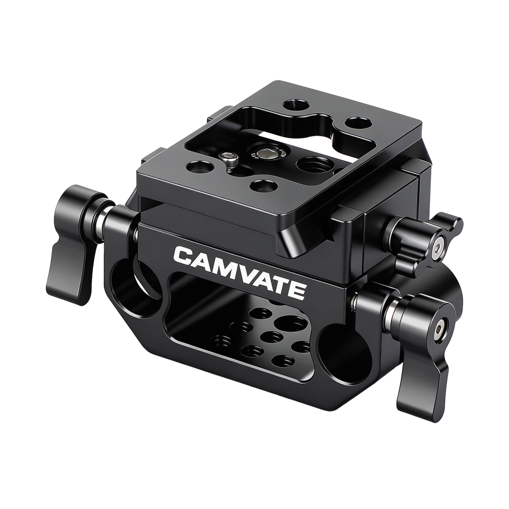 CAMVATE Manfrotto Quick Release Sliding Mount & Adapter Plate With 15mm Dual Rod Clamp Base For DSLR Camera Cage Kit