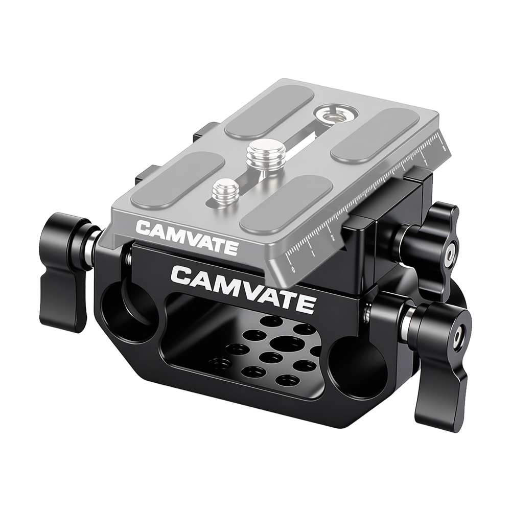 CAMVATE Manfrotto Quick Release Adapter Plate With 15mm Dual Rod Clamp Base For DSLR Camera Cage Kit