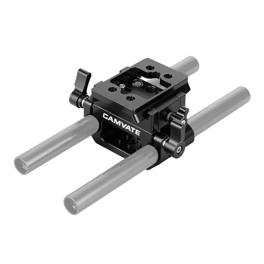 CAMVATE Manfrotto Quick Release Sliding Mount & Adapter Plate With 15mm Dual Rod Clamp Base For DSLR Camera Cage Kit