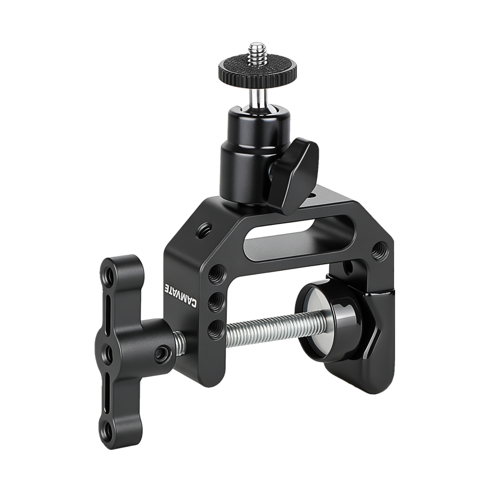 CAMVATE Heavy-duty C Clamp Grip + 1/4"-20 Ball Head Support Holder (Black Locking Knob)