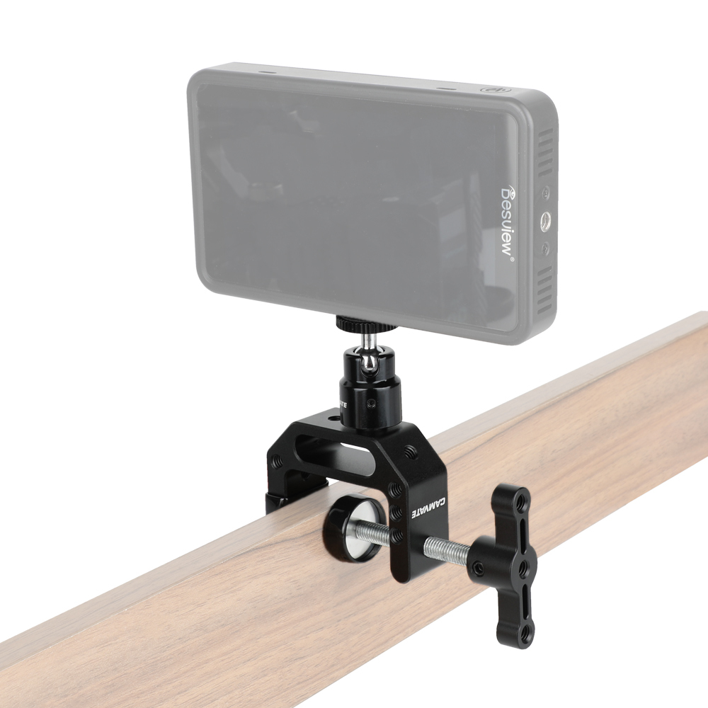 CAMVATE Heavy-duty C Clamp Grip + 1/4"-20 Ball Head Support Holder (Black Locking Knob)