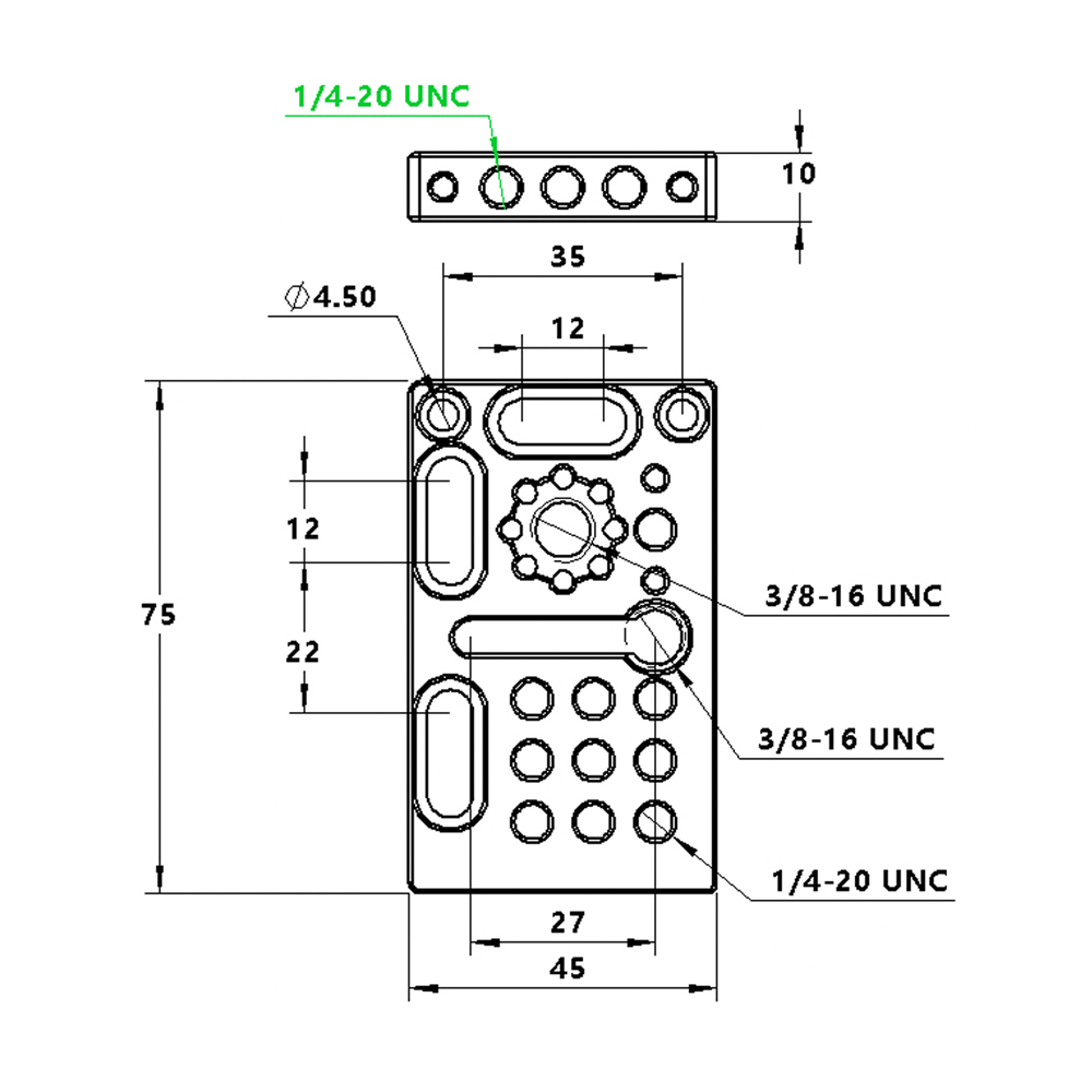 CAMVATE Mini Cheese Plate with 3/8"-16 ARRI-Style Accessory Mount