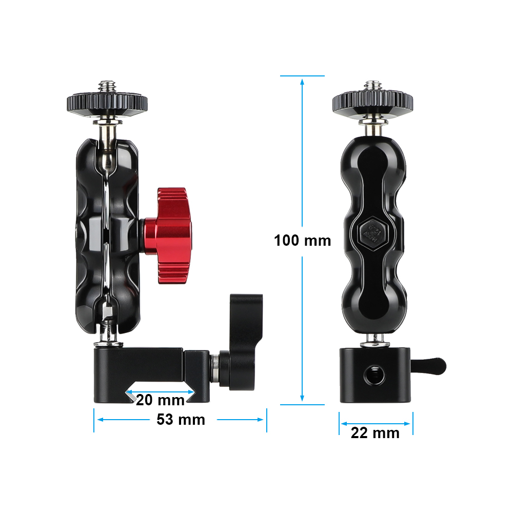 CAMVATE Articulating Arm 1/4"-20 Ball Head With NATO Clamp For DSLR Camera Monitor
