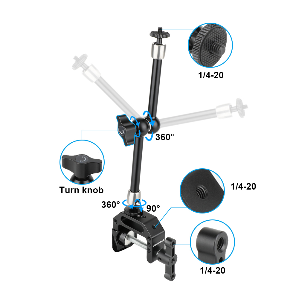 CAMVATE All-purpose Articulating Magic Arm Matched With C Clamp