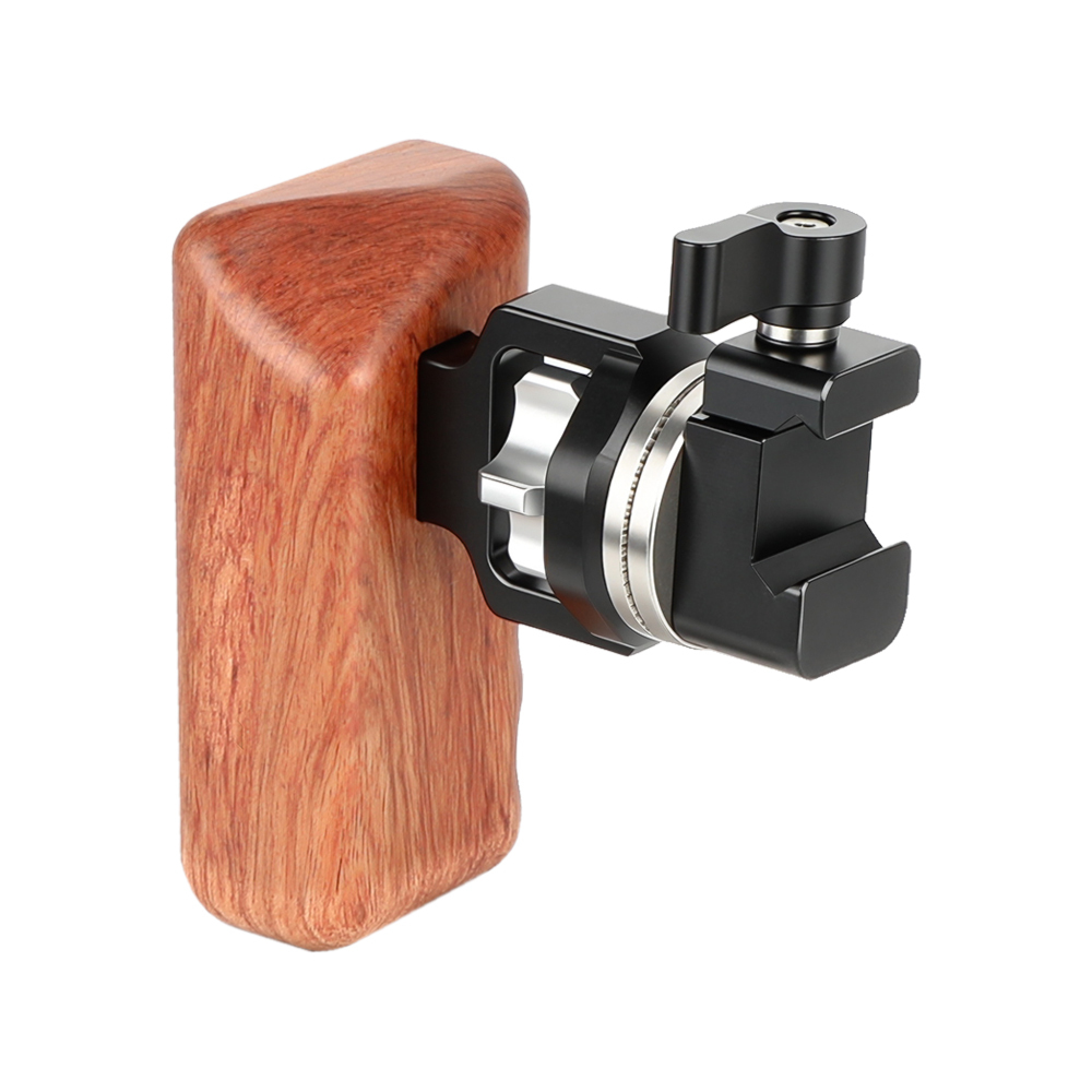 CAMVATE Quick Release Wooden Hand Grip (Left Side) With M6 ARRI Rosette Connection & NATO Clamp Adapter