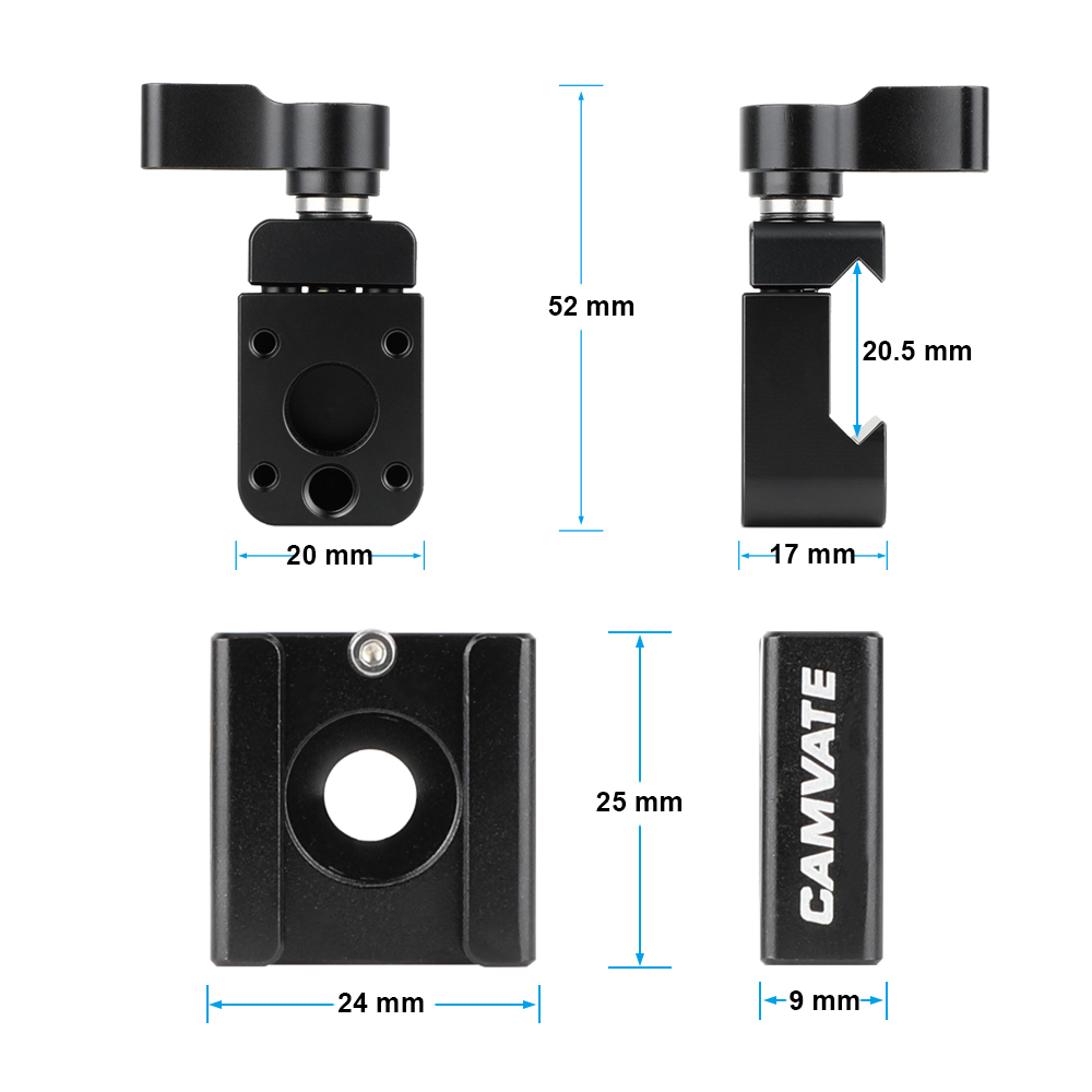 CAMVATE Quick Release Clamp( Black Wingnut) & Cold Shoe Mount Adapter