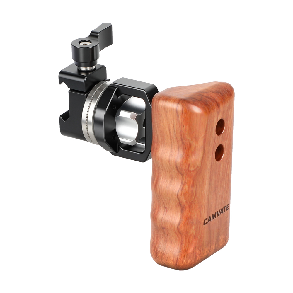CAMVATE Quick Release Wooden Hand Grip (Left Side) With M6 ARRI Rosette Connection & NATO Clamp Adapter