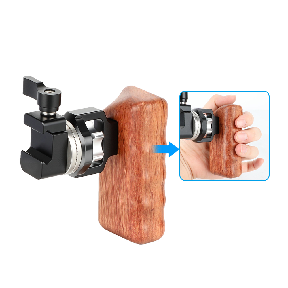 CAMVATE Quick Release Wooden Hand Grip (Left Side) With M6 ARRI Rosette Connection & NATO Clamp Adapter
