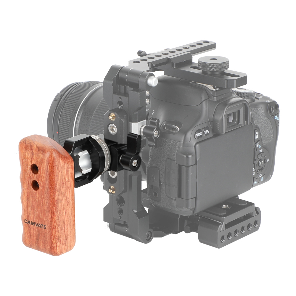 CAMVATE Quick Release Wooden Hand Grip (Left Side) With M6 ARRI Rosette Connection & NATO Clamp Adapter