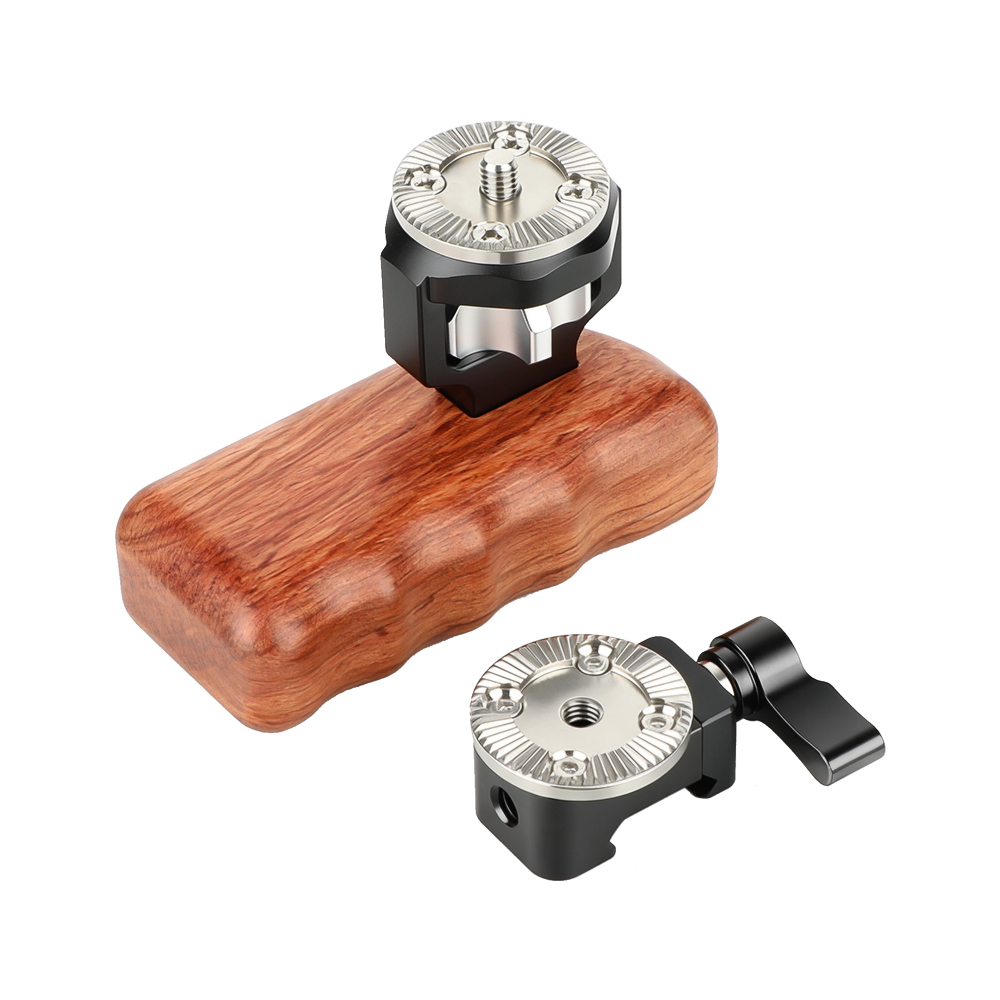 CAMVATE Quick Release Wooden Hand Grip (Left Side) With M6 ARRI Rosette Connection & NATO Clamp Adapter