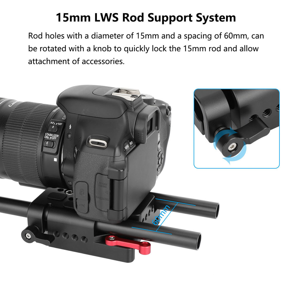 CAMVATE Quick Release Sliding Baseplate With 15mm Railblock Compatible With Standard ARRI 12" Dovetail Bridge Sled Plate