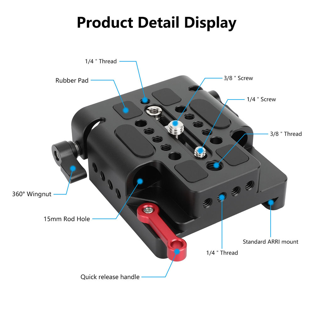 CAMVATE Quick Release Sliding Baseplate With 15mm Railblock Compatible With Standard ARRI 12" Dovetail Bridge Sled Plate
